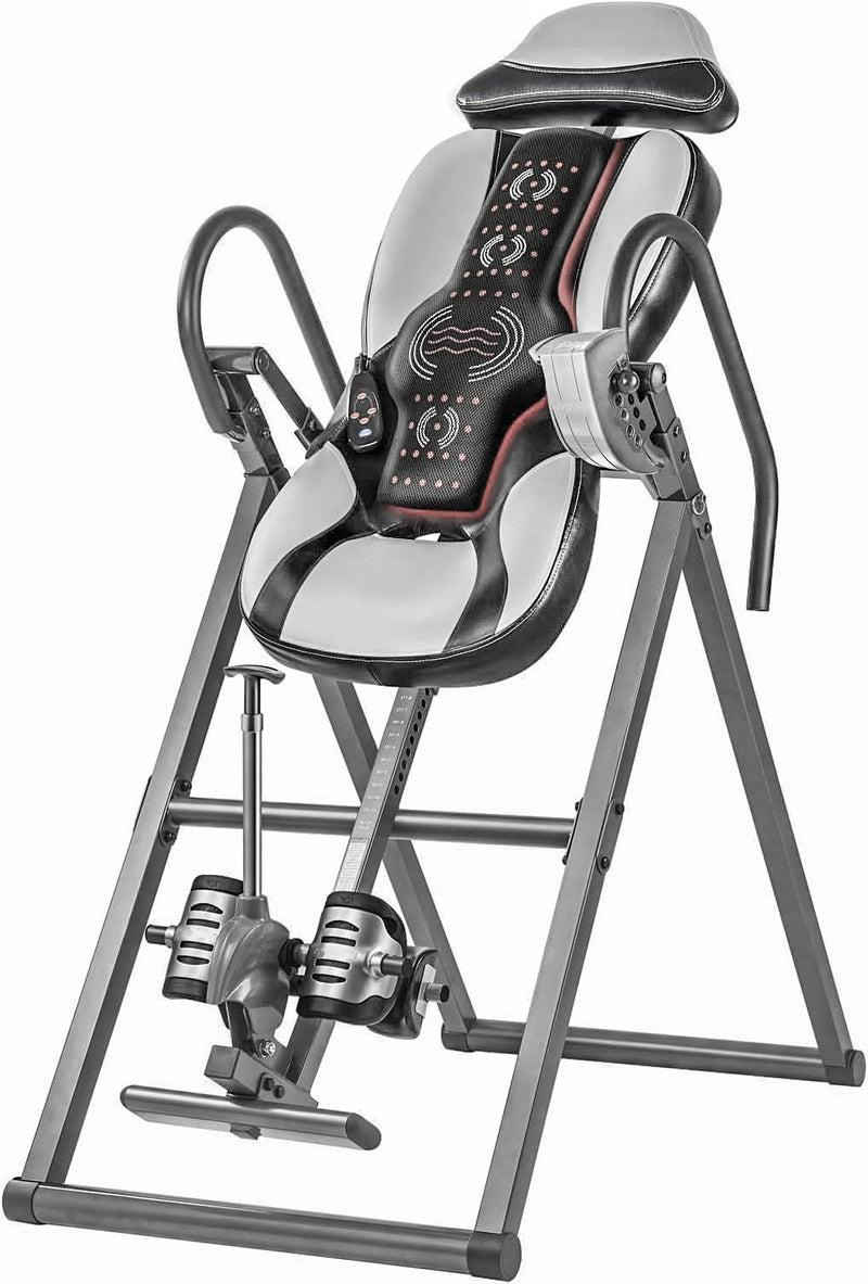 Inversion Table with Heat and Massage, Adjustable Backrest and Lumbar Pad