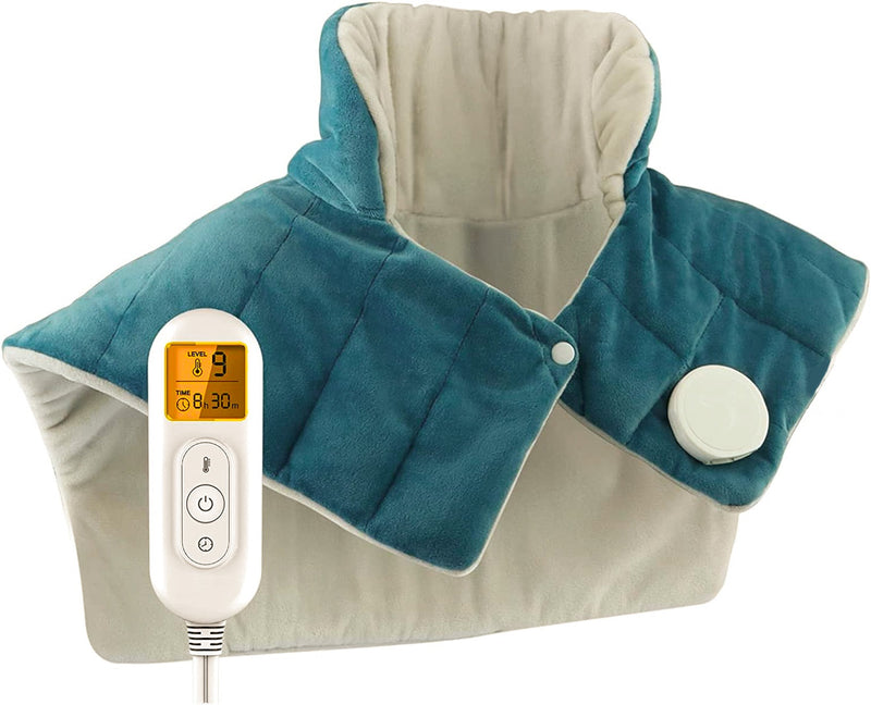 Electric Heat Therapy Pad for Neck Shoulders and Back with Adjustable Temperature and Timer