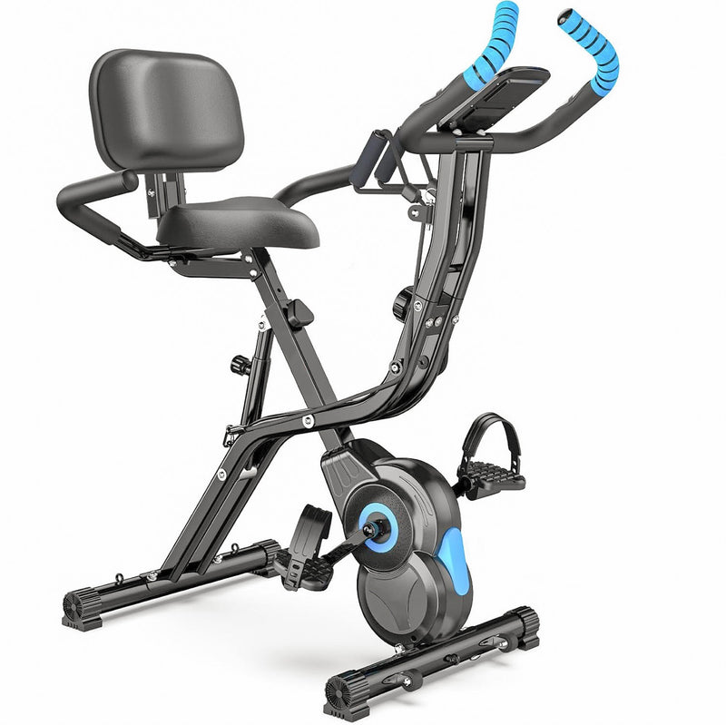 Foldable Exercise Bike with 8 Level Magnetic Resistance and LCD Monitor